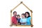 Family forms meter stick into a house shape