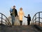 Family of four on bridge