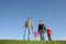 Family of four on grass