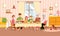 Family generations dining festive meal together cartoon vector illustration.