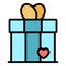 Family gift box icon color outline vector