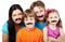 Family with glued artificial mustaches.