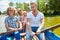 Family goes on a rowboat trip