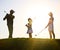 Family of a golfers at sunset