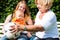 Family - Grandmother, mother and child in garden