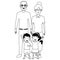 Family grandparents and grandchildren cartoons in black and white