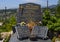 Family grave with cross bearing Jesus in the cemetery in Saint Paul-De-Vence, Provence, France