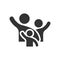 Family greeting with hand up icon in flat style. Person gesture