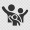 Family greeting with hand up icon in flat style. Person gesture