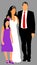 Family Group At Wedding vector illustration. Multi generation. Happy Bride with father and little sister. Just married. Family.