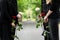 Family in guard of honor at funeral