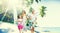 Family Happiness Beach Tropical Paradise Fun Concept