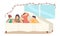 Family Happy Sparetime, Characters Mother with Teen Children and Baby Lying Under Blanket on Bed in Decorated Room