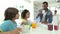 Family Having Breakfast In Kitchen Together