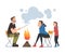 Family Having Camping Trip on Nature, Mom, Dad and Daughter Sitting near Campfire, Summer Adventure Trip Cartoon Style