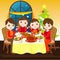 Family having christmas dinner together