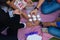 Family having cupcakes at a picnic