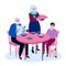 Family having dinner - colorful flat design style illustration