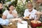 Family having a pasta dinner