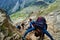 Family hiking in Slovakian mountains