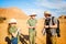 Family hiking in Spitzkoppe Namibia