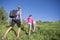 Family hiking together in the mountains