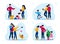 Family Hobbies and Entertainments Flat Vectors Set