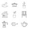 Family hobby icons set, outline style