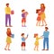 Family holiday flat vector illustrations set