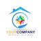 Family home house care people union happy logo icon on white background