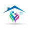Family home logo icon in love care house union concept on white background