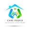 Family home people care happy safety house logo icon on white Background