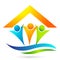 Family home people care happy safety house logo icon on white Background