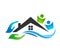 Family Home water wave house in hands care icon logo illustrations. Future, emotion.