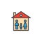 Family house filled outline icon