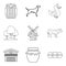Family house icons set, outline style