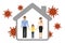 Family in house quarantine virus info graphic