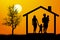 Family house silhouette vector.