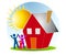 Family With House Sun Clip Art