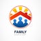 Family in house, vector illustration. Real estate logo design te
