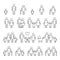 Family human thin line outline vector icons