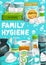 Family hygiene, body care products cartoon poster