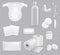 Family hygiene vector stuff, isolated supplies set