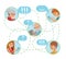 Family illustration flat style people faces online social media communications.