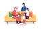 Family invited Santa semi flat color vector characters