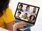 Family involved in group video call distant communication