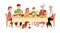 Family joint dinner or celebration of family event sketch vector illustration.