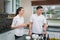 Family just married in kitchen room