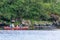 Family in a kayak in Gairloch Harbor, Scotland