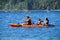 Family kayak in a lake
